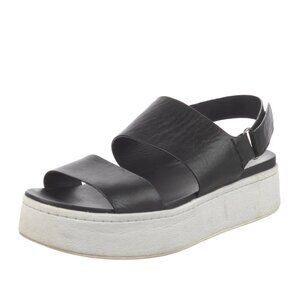 VINCE / Westport Black Leather 6.5 / Platform Chunky Y2K Velcro Sandal